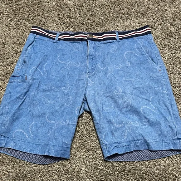 Tallia Shorts Men’s‎ Shorts size 36 Blue w/ Paisley print stretch casual shorts - Picture 2 of 8